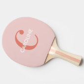 Modern Eenvoudig Classic Initiaal Blush Roze Tafeltennisbatje (Zijkant)