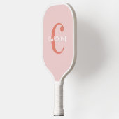 Modern Eenvoudig Classic Initiaal Roze Blush Pickleball Paddle (Links)