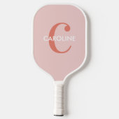 Modern Eenvoudig Classic Initiaal Roze Blush Pickleball Paddle (Achterkant)