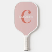 Modern Eenvoudig Classic Initiaal Roze Blush Pickleball Paddle (Voorkant)