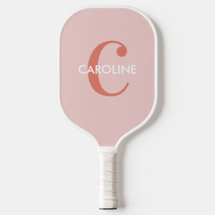 Modern Eenvoudig Classic Initiaal Roze Blush Pickleball Paddle