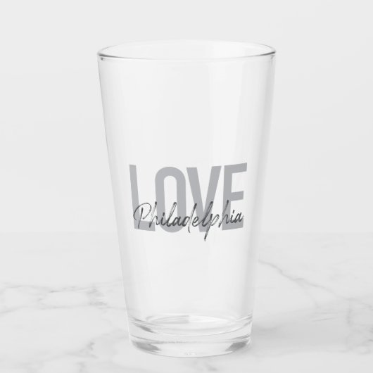 Modern, eenvoudig, cool, design Love Philadelphia Glas (Voorkant)