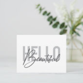 Modern, eenvoudig, coole typograaf Hello Beautiful Briefkaart (Staand voorkant)