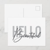 Modern, eenvoudig, coole typograaf Hello Beautiful Briefkaart (Voorkant / Achterkant)