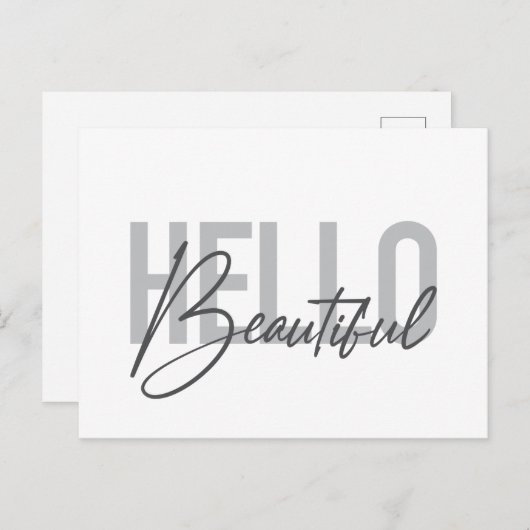Modern, eenvoudig, coole typograaf Hello Beautiful Briefkaart (Voorkant / Achterkant)