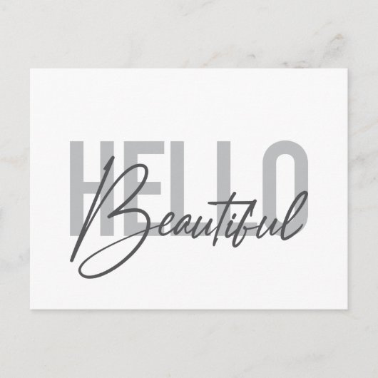 Modern, eenvoudig, coole typograaf Hello Beautiful Briefkaart (Voorkant)