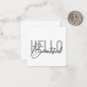 Modern, eenvoudig, coole typograaf Hello Beautiful Notitiekaartje (Voorkant / Achterkant in situ)