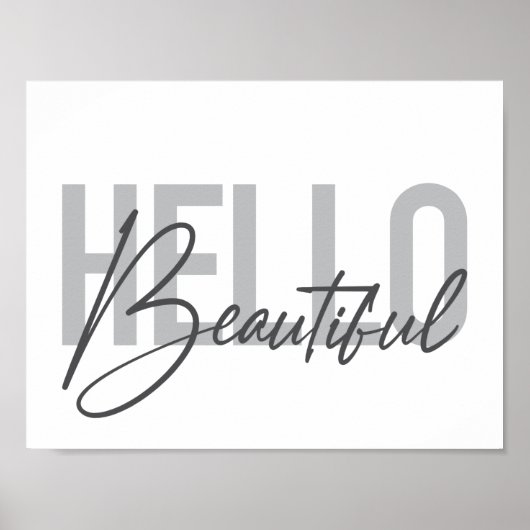 Modern, eenvoudig, coole typograaf Hello Beautiful Poster (Voorkant)
