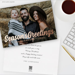 Modern eenvoudig cursief schrift begroetingsfamili folie feestdagenkaart