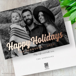 Modern Eenvoudig Cursief Schrift Familie Foto Folie Feestdagenkaart