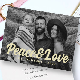 Modern eenvoudig cursief schrift familiefoto feestdagenkaart