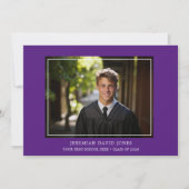 Modern eenvoudig donker Paarse foto Afstuderen Kaart (Voorkant)
