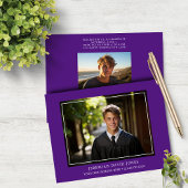 Modern eenvoudig donker Paarse foto Afstuderen Kaart