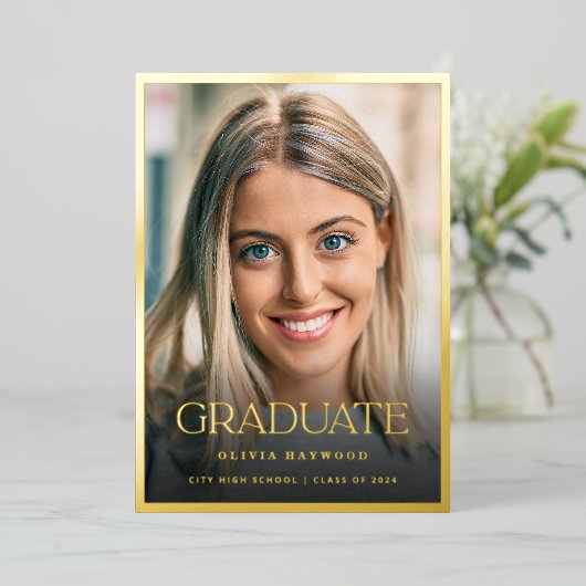 Modern Eenvoudig Elegant Afstuderen Aankondiging (Staand Voorkant)