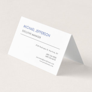 Modern Eenvoudig Elegant Blauw Wit Visitekaartje