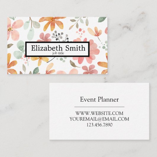 Modern Eenvoudig Elegant Bloemen Visitekaartje (Voorkant / Achterkant)