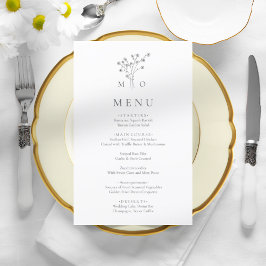 Modern eenvoudig elegant boeket bruiloft menu