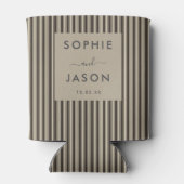 Modern Eenvoudig Elegant Bruiloft Script Gestreept Blikjeskoeler (Achterkant)