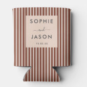 Modern Eenvoudig Elegant Bruiloft Script Gestreept Blikjeskoeler (Achterkant)