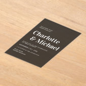 Modern, eenvoudig, elegant, donkergrijs acryl uitnodigingen (Laagn)