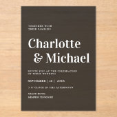 Modern, eenvoudig, elegant, donkergrijs acryl uitnodigingen (Voorkant)