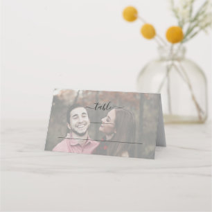 Modern Eenvoudig Elegant Foto Bruiloft Vouwkaart Plaatskaartje