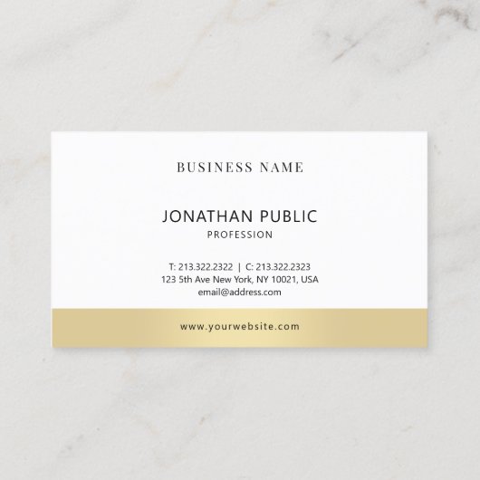 Modern Eenvoudig Elegant Goud Wit Bedrijf Duidelij Visitekaartje (Achterkant)