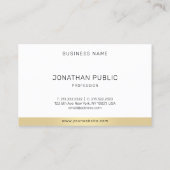 Modern Eenvoudig Elegant Goud Wit Professioneel Ko Visitekaartje (Achterkant)