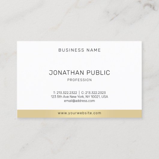 Modern Eenvoudig Elegant Goud Wit Professioneel Ko Visitekaartje (Achterkant)