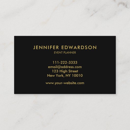 Modern eenvoudig elegant goud zwart professional visitekaartje (Achterkant)