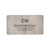 Modern eenvoudig elegant houten monogram etiket (Voorkant)