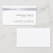 Modern Eenvoudig Elegant Minimalistisch Zilver Wit Visitekaartje (Voorkant / Achterkant)