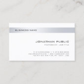 Modern Eenvoudig Elegant Minimalistisch Zilver Wit Visitekaartje (Voorkant)