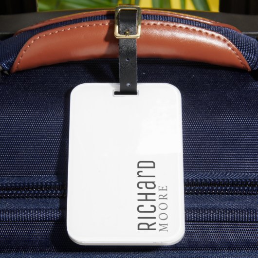 modern eenvoudig elegant minimalistisch zwart wit bagagelabel (Voorkant Insitu 2)