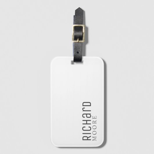 modern eenvoudig elegant minimalistisch zwart wit bagagelabel (Voorkant (verticaal))