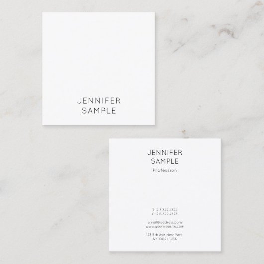 Modern Eenvoudig Elegant Minimalistische Sjabloon Vierkante Visitekaartje (Voorkant / Achterkant)