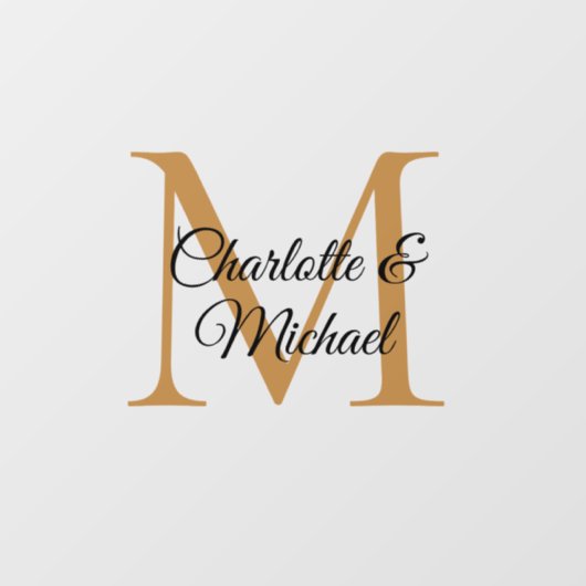 Modern, eenvoudig, elegant, monogram bruiloft raamsticker (Vel)