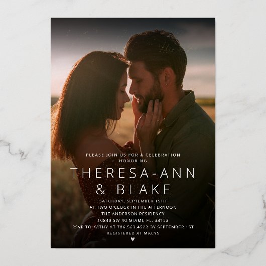 Modern Eenvoudig Elegant Paar Douche Uitnodiging (Voorkant)