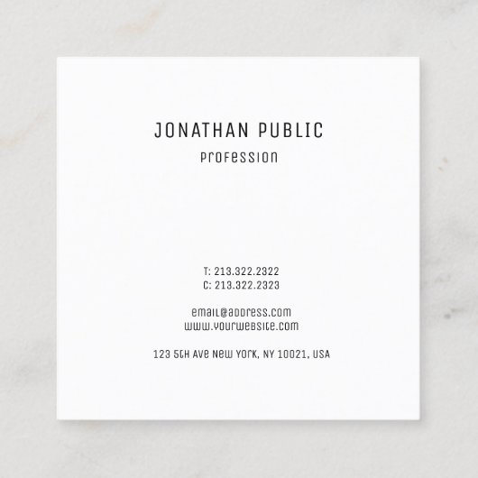 Modern Eenvoudig Elegant Professionele Sjabloon Tr Vierkante Visitekaartje (Achterkant)