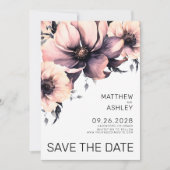 Modern Eenvoudig Elegant Roze Bloemen Bruiloft Save The Date (Voorkant)