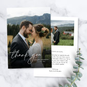 Modern Eenvoudig Elegant Script 2 foto's Trouwen Bedankkaart