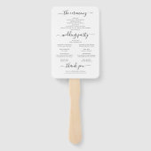 Modern eenvoudig elegant script bruiloft programma handwaaier (Achterkant)