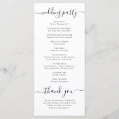 Modern eenvoudig elegant script bruiloft programma programmakaart (Achterkant)