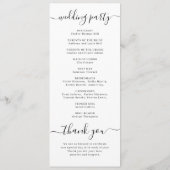 Modern eenvoudig elegant script bruiloft programma programmakaart (Achterkant)