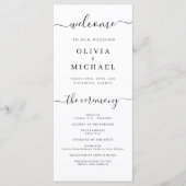 Modern eenvoudig elegant script bruiloft programma programmakaart (Voorkant)