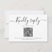 Modern eenvoudig elegant script bruiloft QR-code RSVP Kaartje (Voorkant)