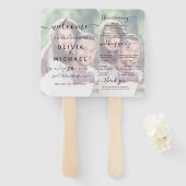 Modern eenvoudig elegant script foto bruiloft prog handwaaier (Voorkant en achterkant)