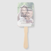 Modern eenvoudig elegant script foto bruiloft prog handwaaier (Voorkant)