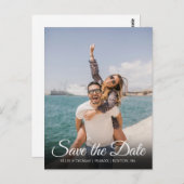 Modern Eenvoudig Elegant Script Sla de datumfoto o Briefkaart (Voorkant / Achterkant)