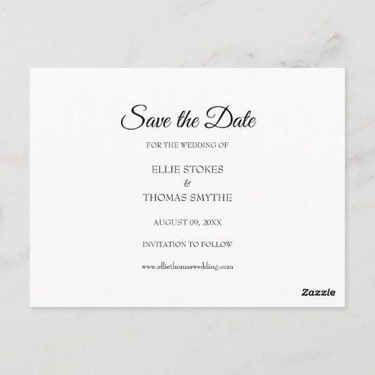 Modern Eenvoudig Elegant Script Sla de datumfoto o Briefkaart (Achterkant)